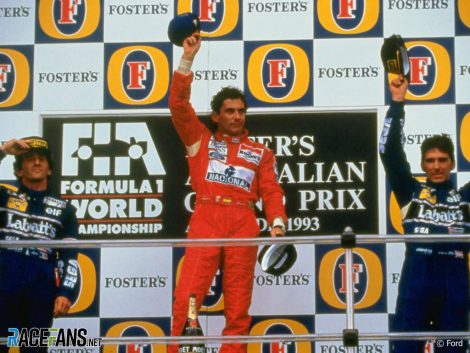 Alain Prost, Ayrton Senna, Damon Hill, Adelaide, 1993